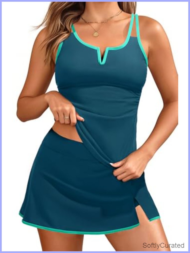 Women Tankini Swimsuits With Skirt - Two Piece Bathing Suits With Pockets Tummy